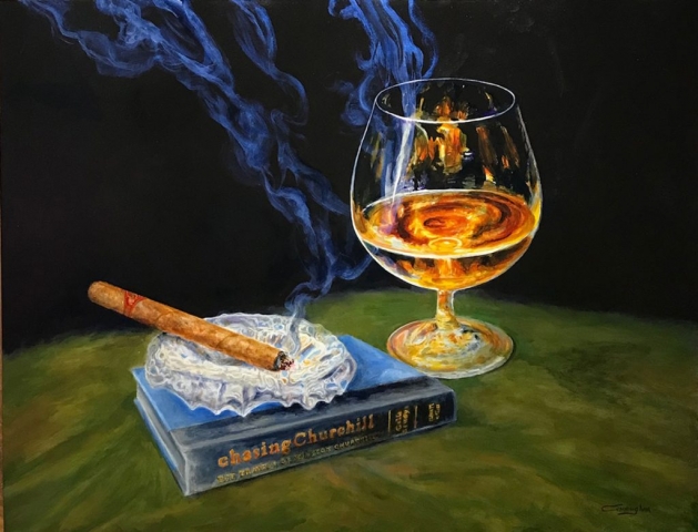 Cigar with Winston Churchill - Patrick Cunningham - Legacy Fine Art Gallery